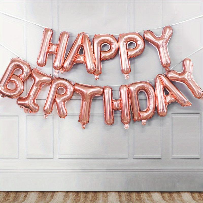 Birthday Balloon Rose Golden Foil Letter Balloons Set Party Decoration