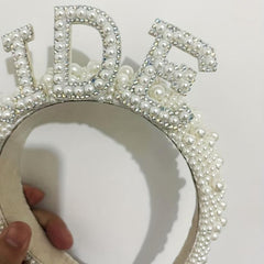 Pearl Tiara Headband for Bachelorette Bride Gift