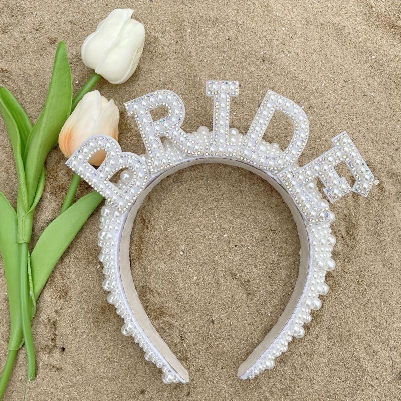 Pearl Tiara Headband for Bachelorette Bride Gift