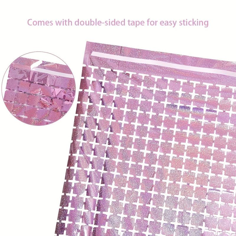 2pcs Square Laser Rain Silk Birthday Curtains 99x199cm
