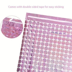 2pcs Square Laser Rain Silk Birthday Curtains 99x199cm