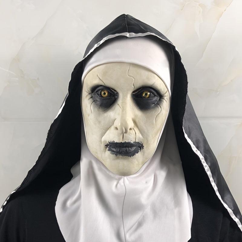 Halloween Nun Latex Head Mask for Costume Parties Decorations Cosplay