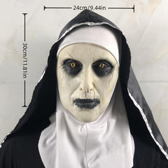 Halloween Nun Latex Head Mask for Costume Parties Decorations Cosplay