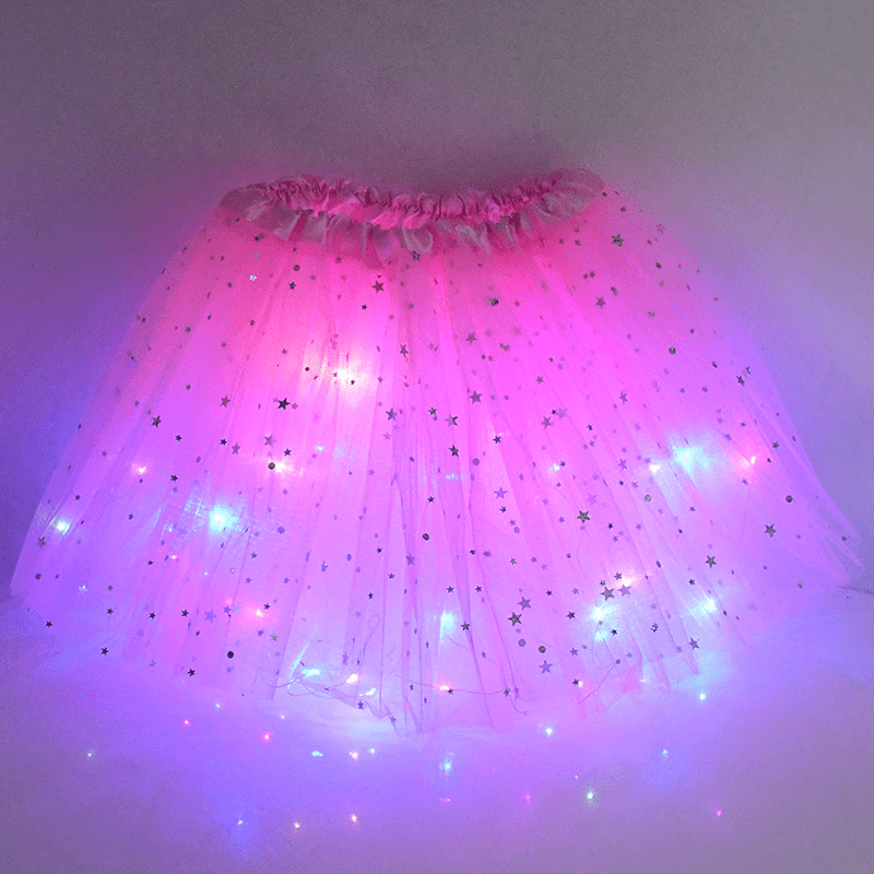 LED Light Flower Princess Tutu Skirt Fairy Costume For Girl