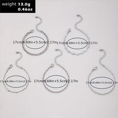 5pcs Geometric Chain Bracelet Set Hip Hop Style
