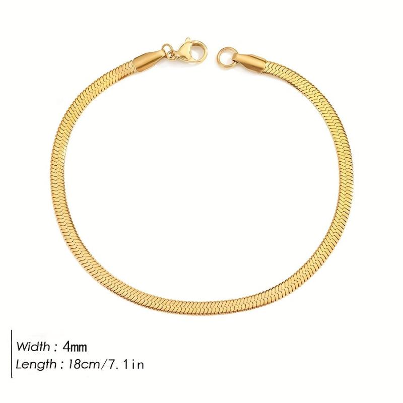 Snake Bone Chain Bracelet 14k Plated Stainless Steel Minimalist Jewelry