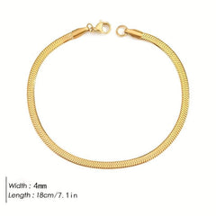 Snake Bone Chain Bracelet 14k Plated Stainless Steel Minimalist Jewelry