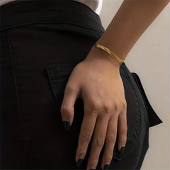 Snake Bone Chain Bracelet 14k Plated Stainless Steel Minimalist Jewelry