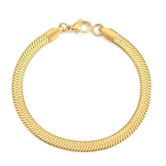 Snake Bone Chain Bracelet 14k Plated Stainless Steel Minimalist Jewelry