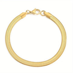 Snake Bone Chain Bracelet 14k Plated Stainless Steel Minimalist Jewelry