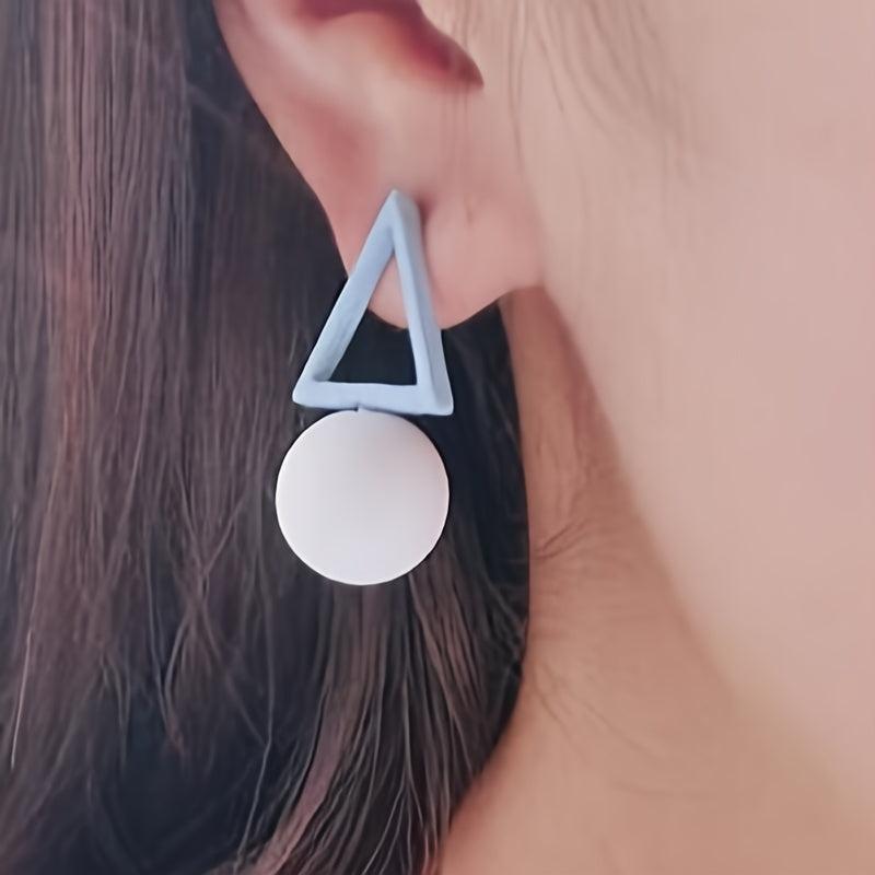 Triangle Circle Resin Dangle Earrings Style Jewelry Gift For Women