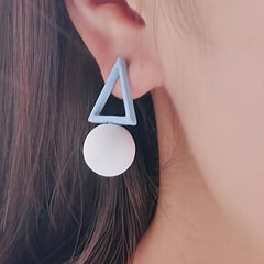 Triangle Circle Resin Dangle Earrings Style Jewelry Gift For Women