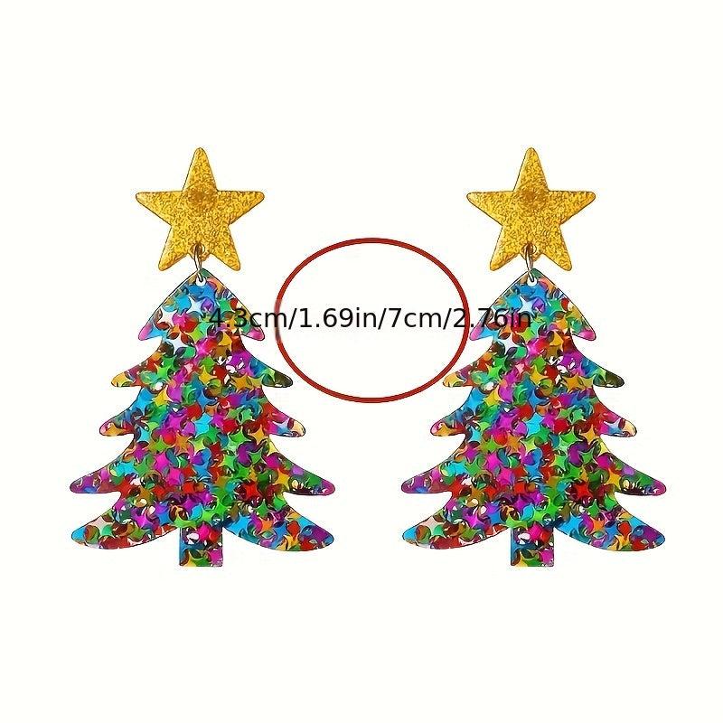 Bohemian Style Christmas Tree Dangle Earrings