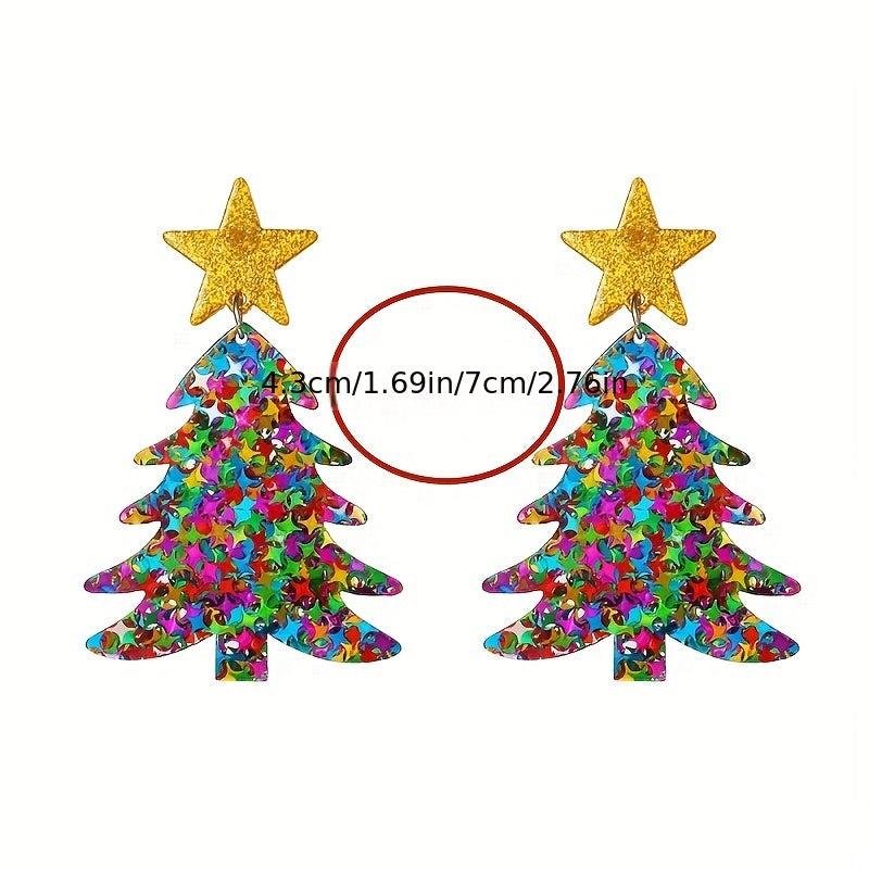 Bohemian Style Christmas Tree Dangle Earrings