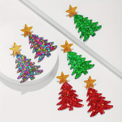 Bohemian Style Christmas Tree Dangle Earrings