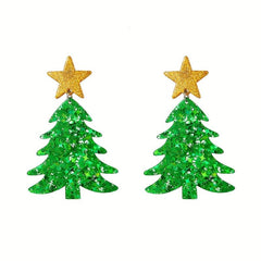 Bohemian Style Christmas Tree Dangle Earrings