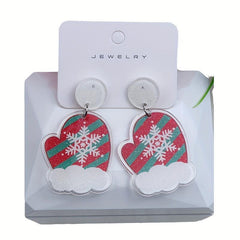 Christmas Gloves Boots Crutches Santa Dangle Earrings