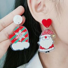 Christmas Gloves Boots Crutches Santa Dangle Earrings