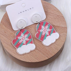 Christmas Gloves Boots Crutches Santa Dangle Earrings