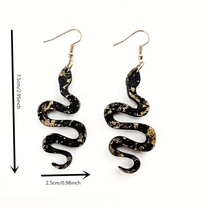 Snake Pendant Dangle Earrings Retro Sexy Style Wooden Jewelry