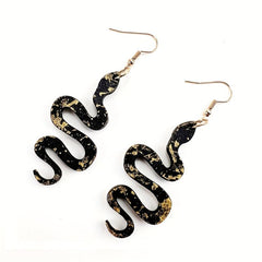 Snake Pendant Dangle Earrings Retro Sexy Style Wooden Jewelry