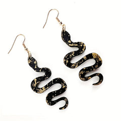 Snake Pendant Dangle Earrings Retro Sexy Style Wooden Jewelry