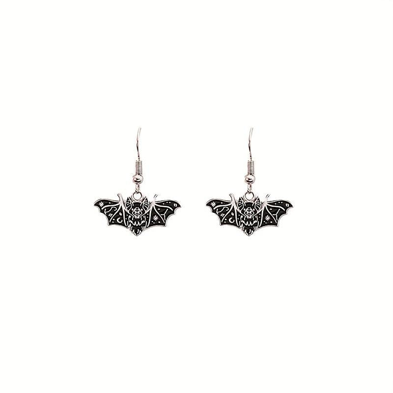 Enamel Bat Dangle Earrings Gothic Punk Style