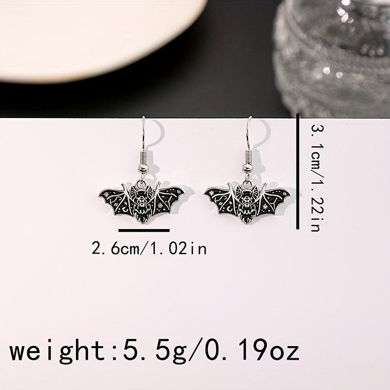 Enamel Bat Dangle Earrings Gothic Punk Style