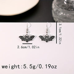 Enamel Bat Dangle Earrings Gothic Punk Style