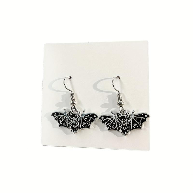 Enamel Bat Dangle Earrings Gothic Punk Style
