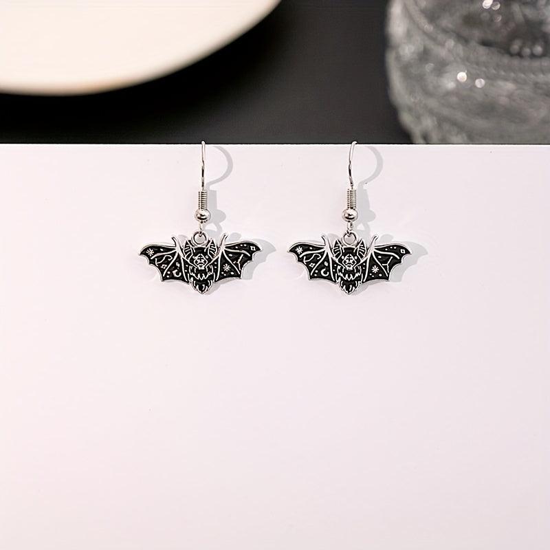 Enamel Bat Dangle Earrings Gothic Punk Style