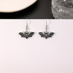 Enamel Bat Dangle Earrings Gothic Punk Style