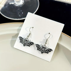 Enamel Bat Dangle Earrings Gothic Punk Style