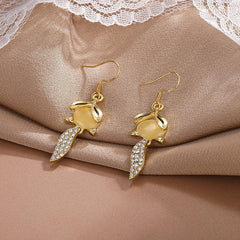 Zircon Inlaid Dangle Earrings Retro Style Jewelry