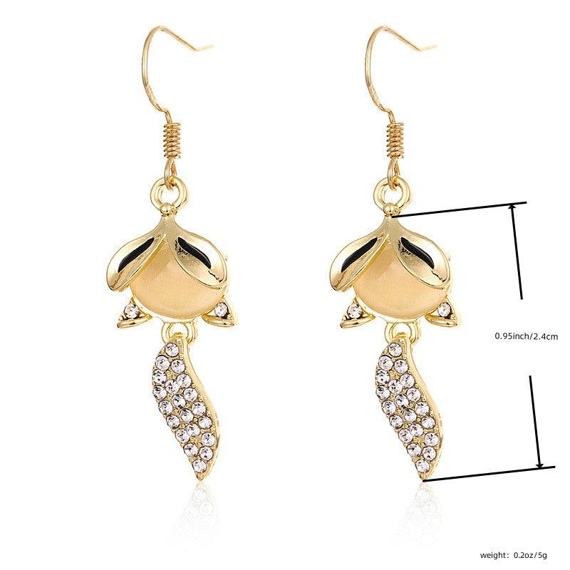Zircon Inlaid Dangle Earrings Retro Style Jewelry