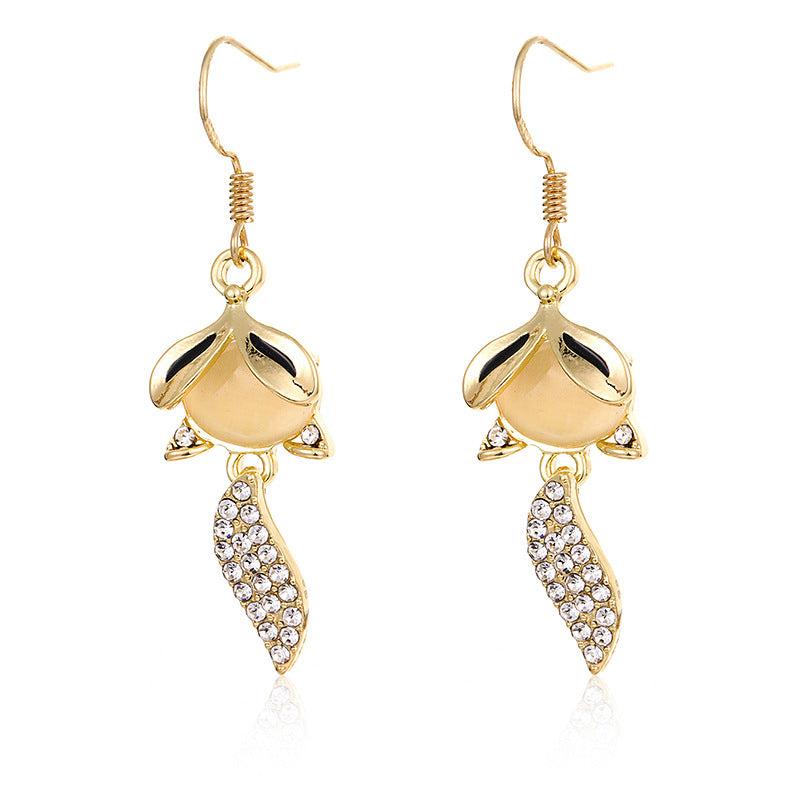Zircon Inlaid Dangle Earrings Retro Style Jewelry