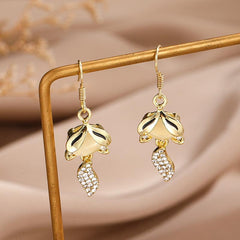 Zircon Inlaid Dangle Earrings Retro Style Jewelry