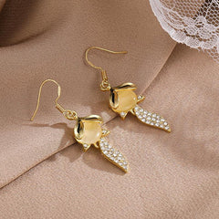 Zircon Inlaid Dangle Earrings Retro Style Jewelry