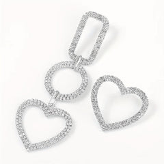 Heart Shape Dangle Earrings Rhinestone Pendant Alloy Jewelry