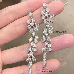Glass Inlaid Dangle Earrings Alloy Jewelry