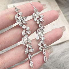 Glass Inlaid Dangle Earrings Alloy Jewelry