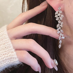 Glass Inlaid Dangle Earrings Alloy Jewelry