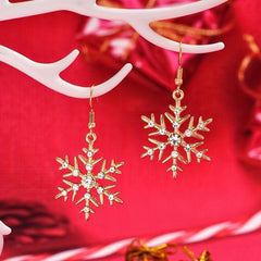 Snowflake Rhinestone Dangle Earrings Christmas Ear Jewelry