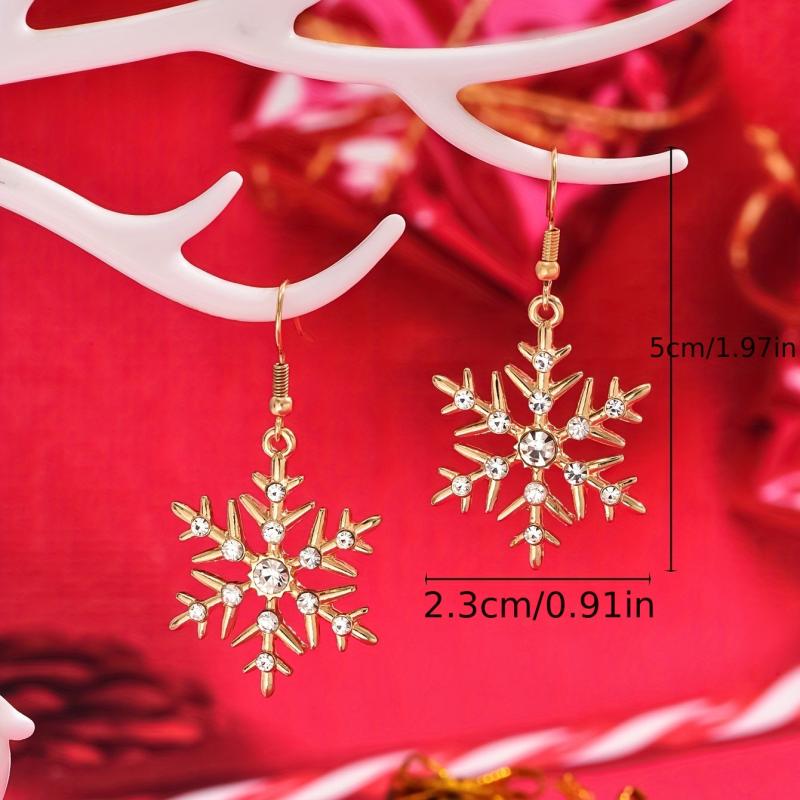 Snowflake Rhinestone Dangle Earrings Christmas Ear Jewelry