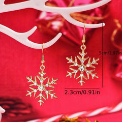 Snowflake Rhinestone Dangle Earrings Christmas Ear Jewelry