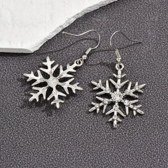 Snowflake Rhinestone Dangle Earrings Christmas Ear Jewelry