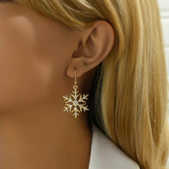 Snowflake Rhinestone Dangle Earrings Christmas Ear Jewelry