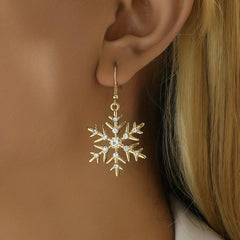 Snowflake Rhinestone Dangle Earrings Christmas Ear Jewelry