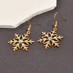 Snowflake Rhinestone Dangle Earrings Christmas Ear Jewelry