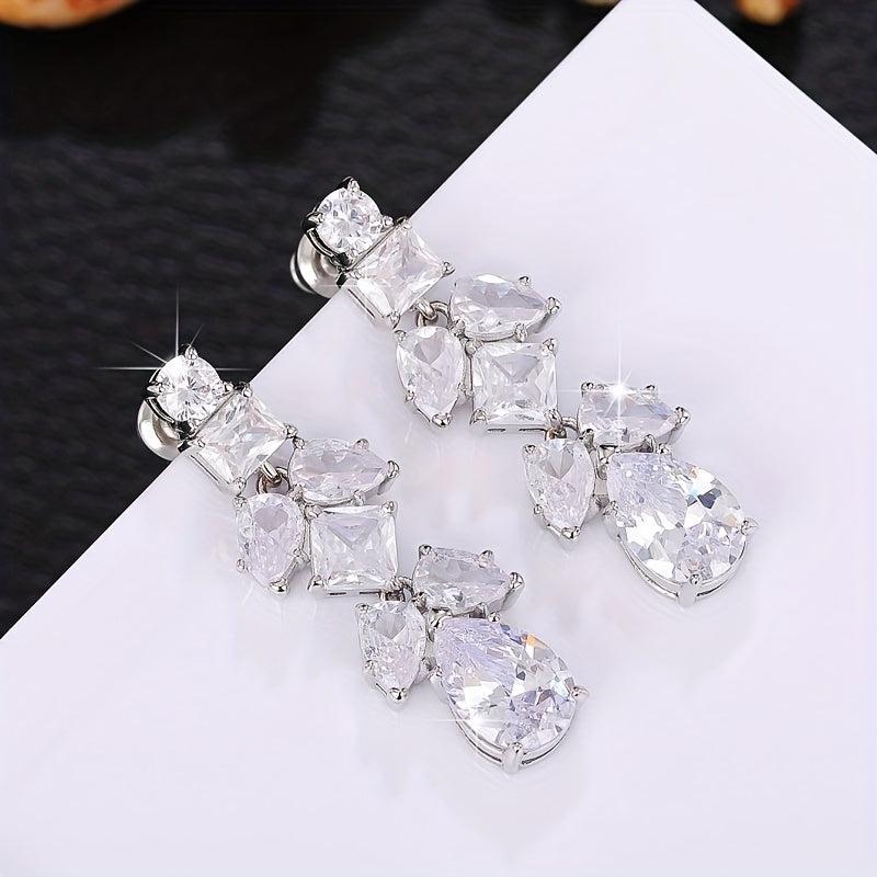 Zircon Dangle Earrings Vines Copper Elegant Style Gift Women